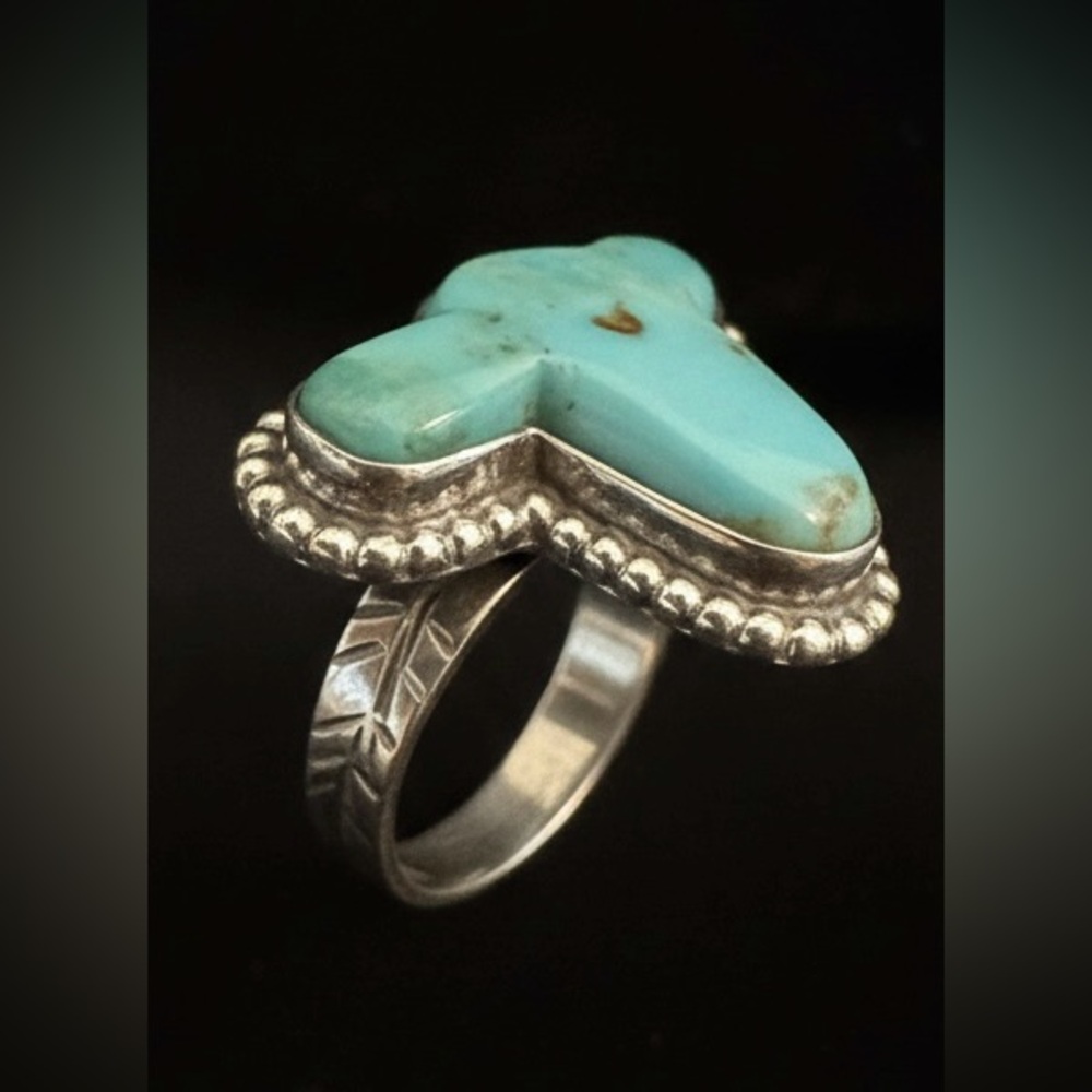 Genuine Mojave turquoise‎ Turquoise and Sterling Silver Women's Ring